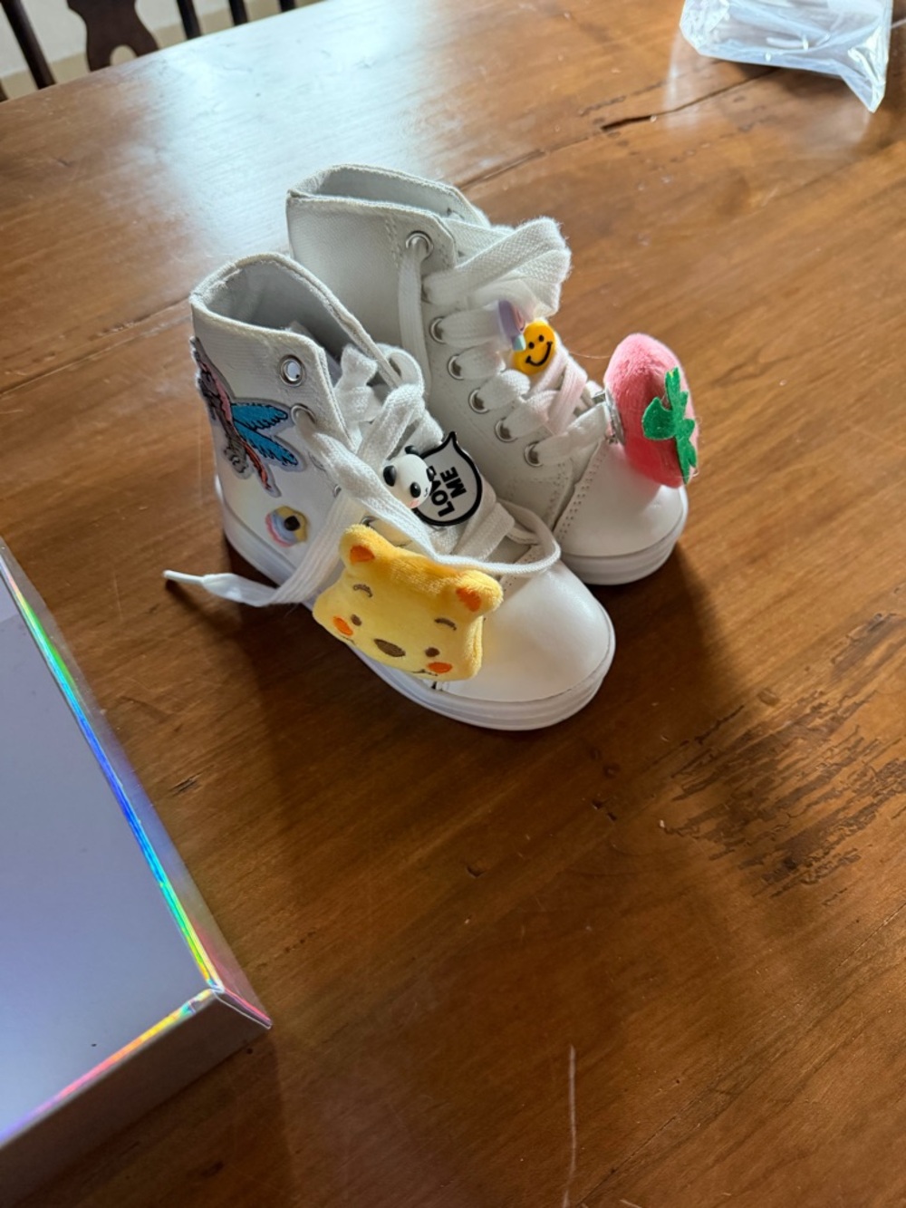 Lola + The Boys White High-Top Sneakers with Plush Charms